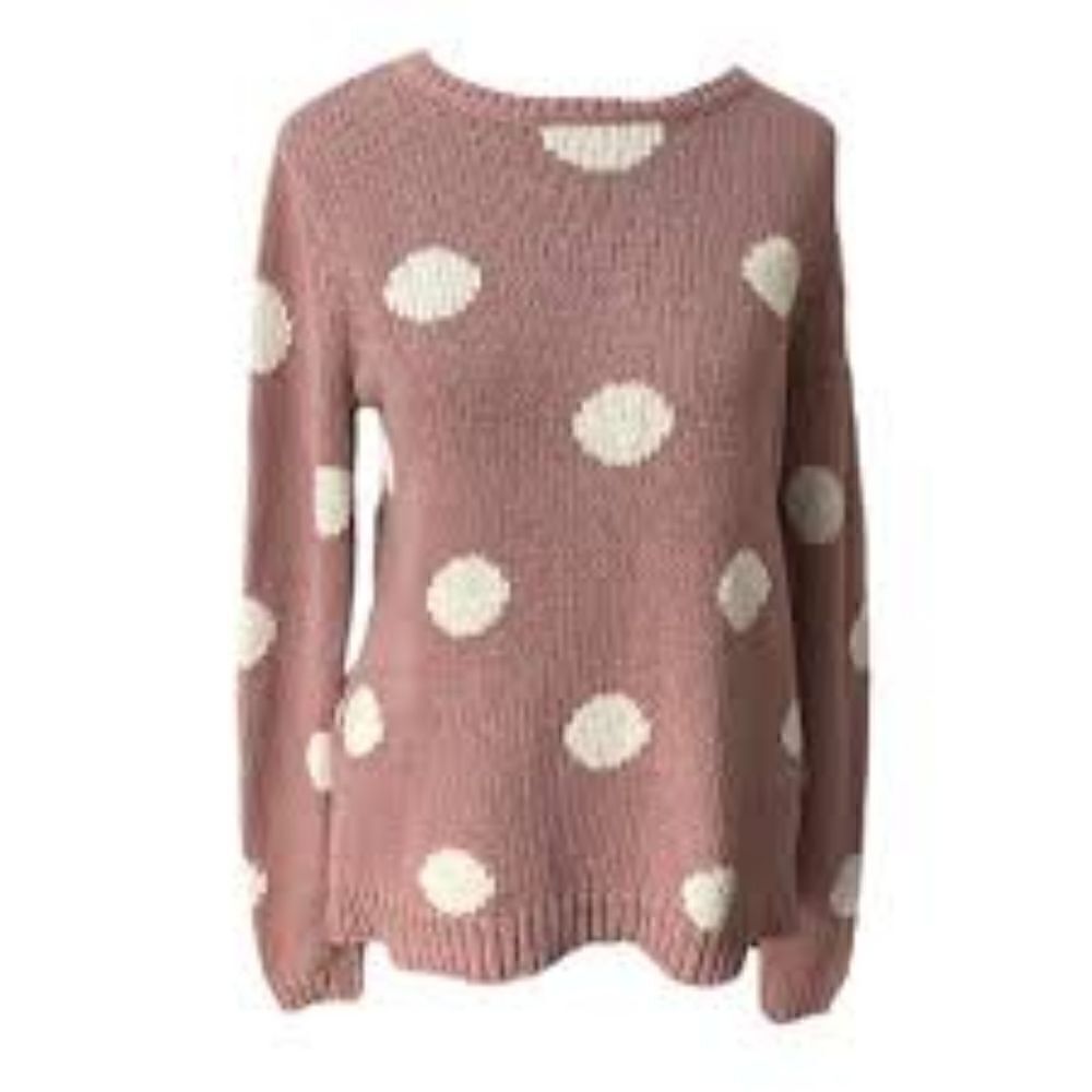 Garnet Hill Polka Dot Sweater Top Pink Size Small